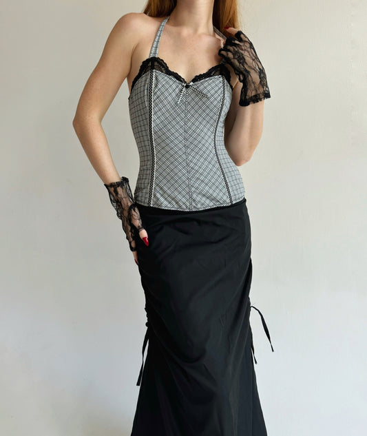 Vintage grey checked corset