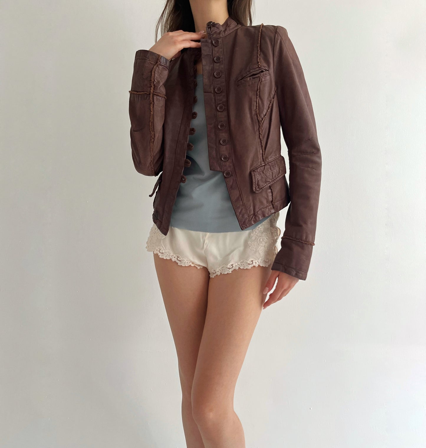 Vintage genuine leather admiral jacket