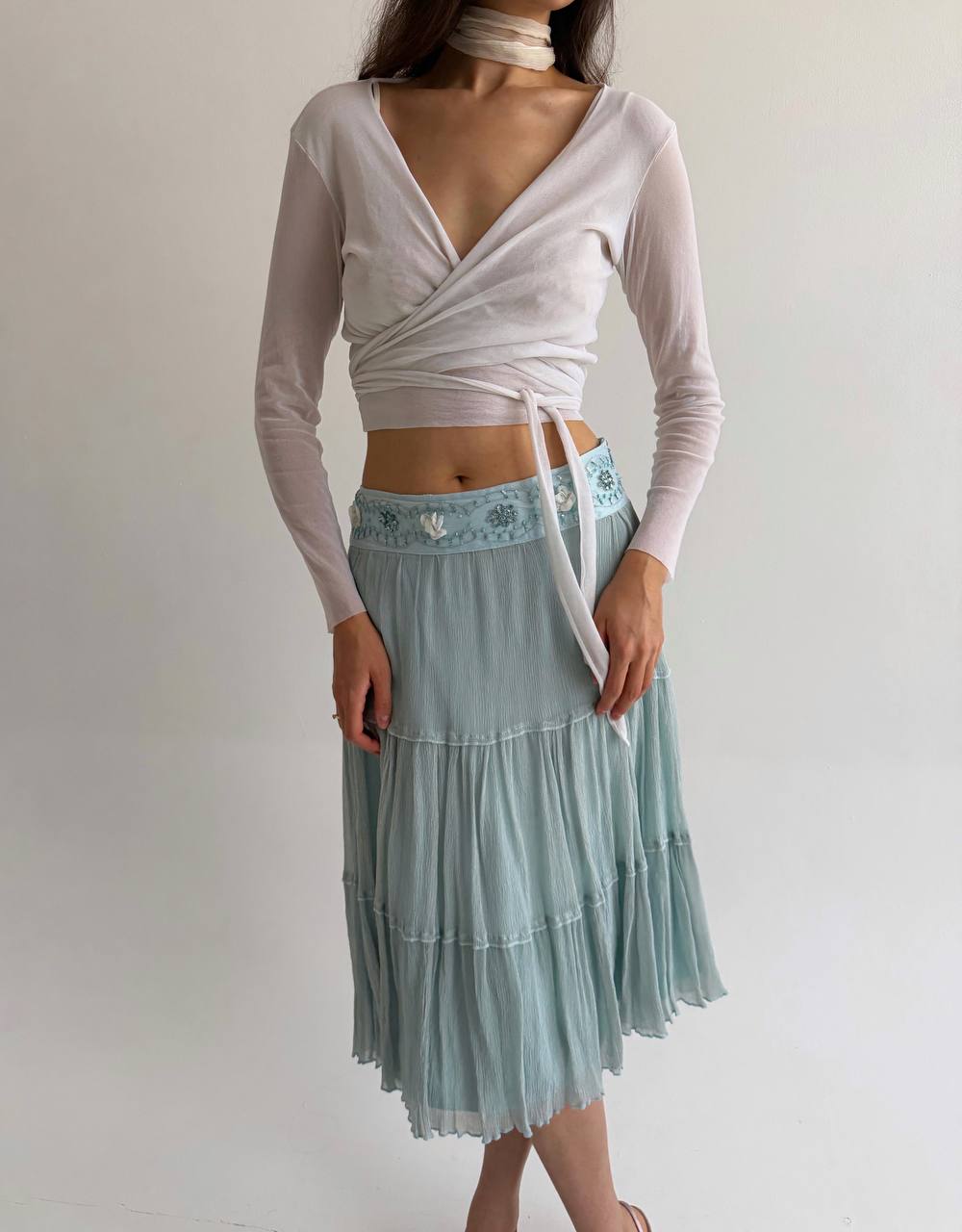 Vintage mesh white top