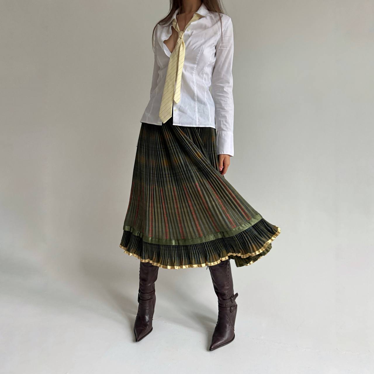 Vintage wool and cotton pleated skirt