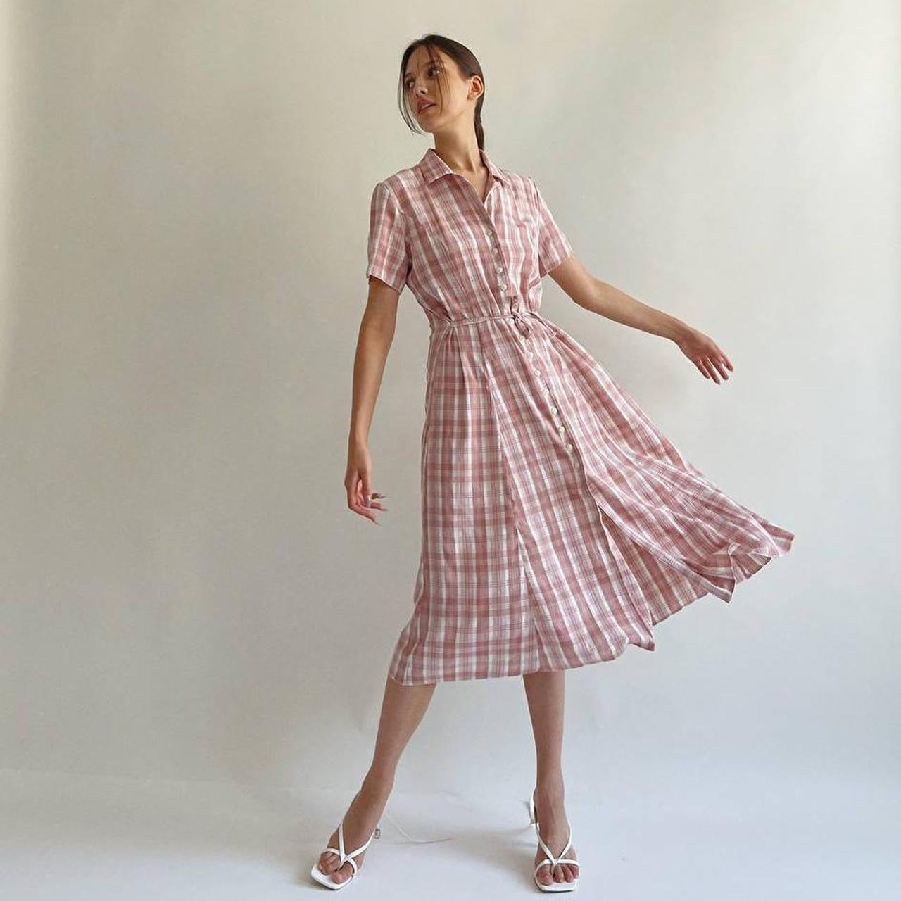 Vintage checked pink dress