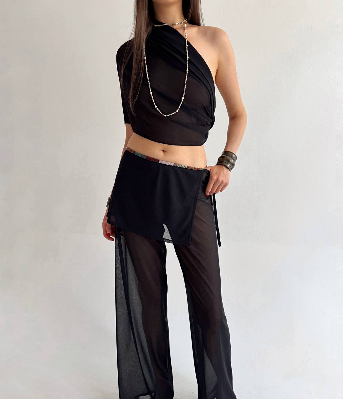 La Perla mesh beaded pants with a skirt