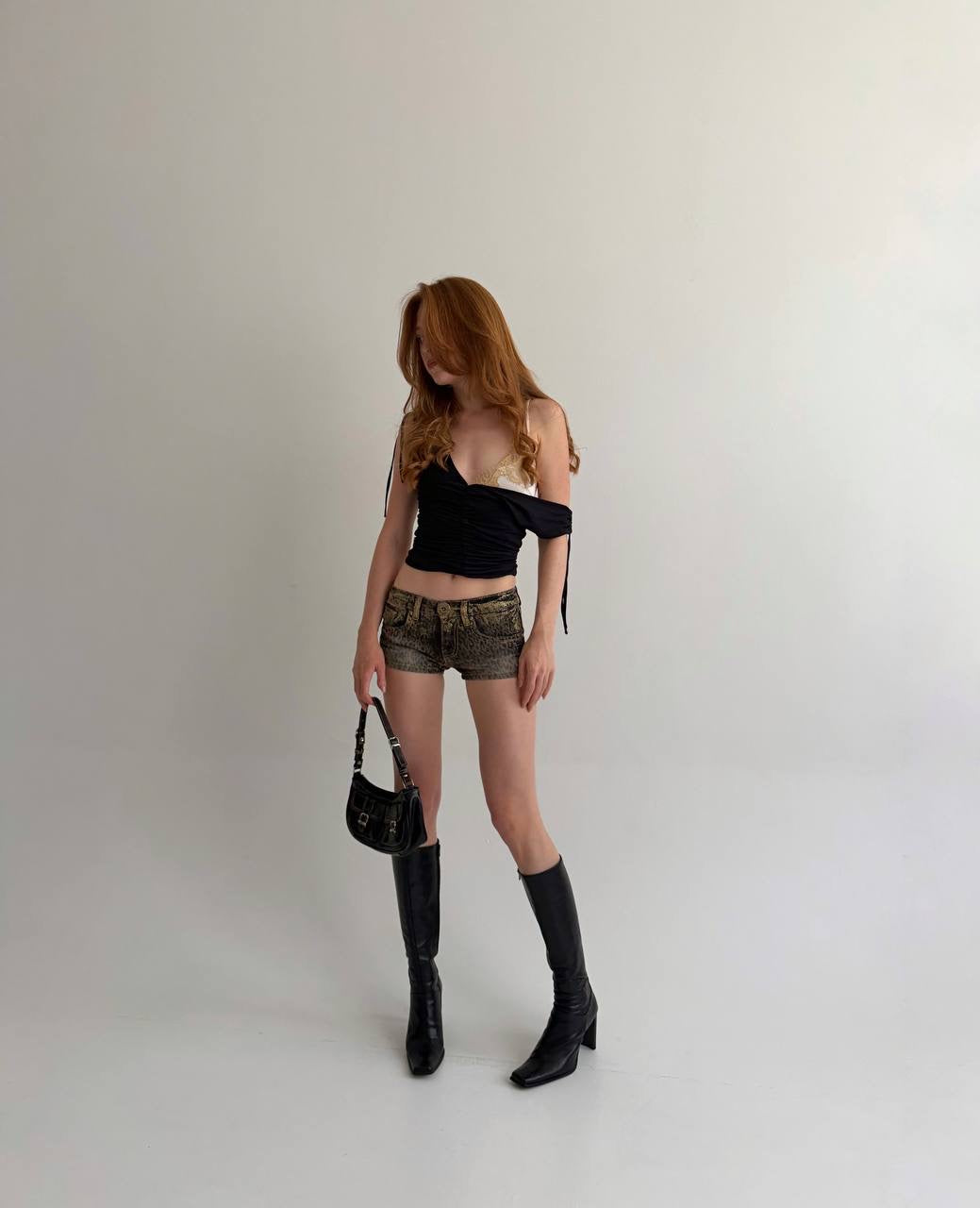 Vintage leopard printed micro mini shorts