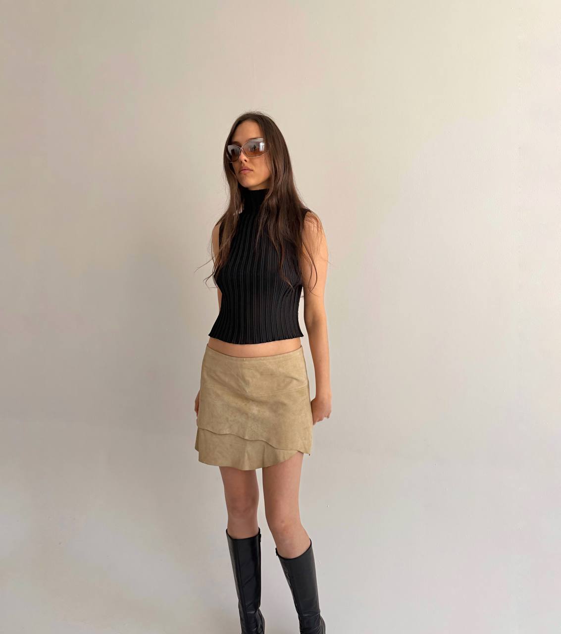 Vintage leather asymmetrical skirt