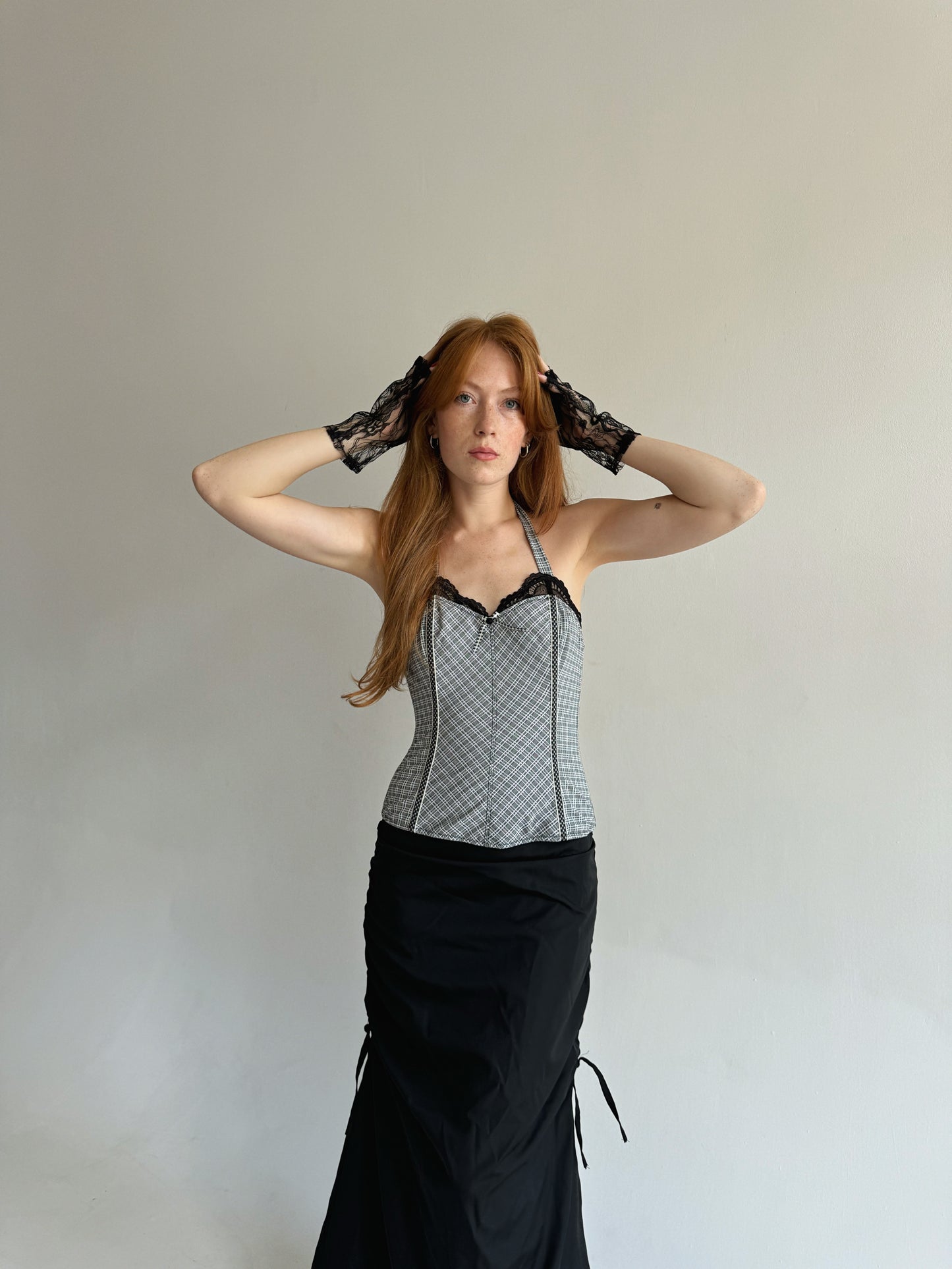 Vintage grey checked corset