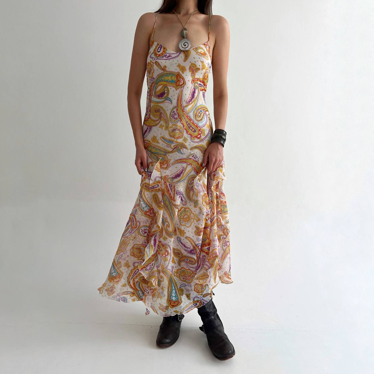 Vintage long ruffled dress