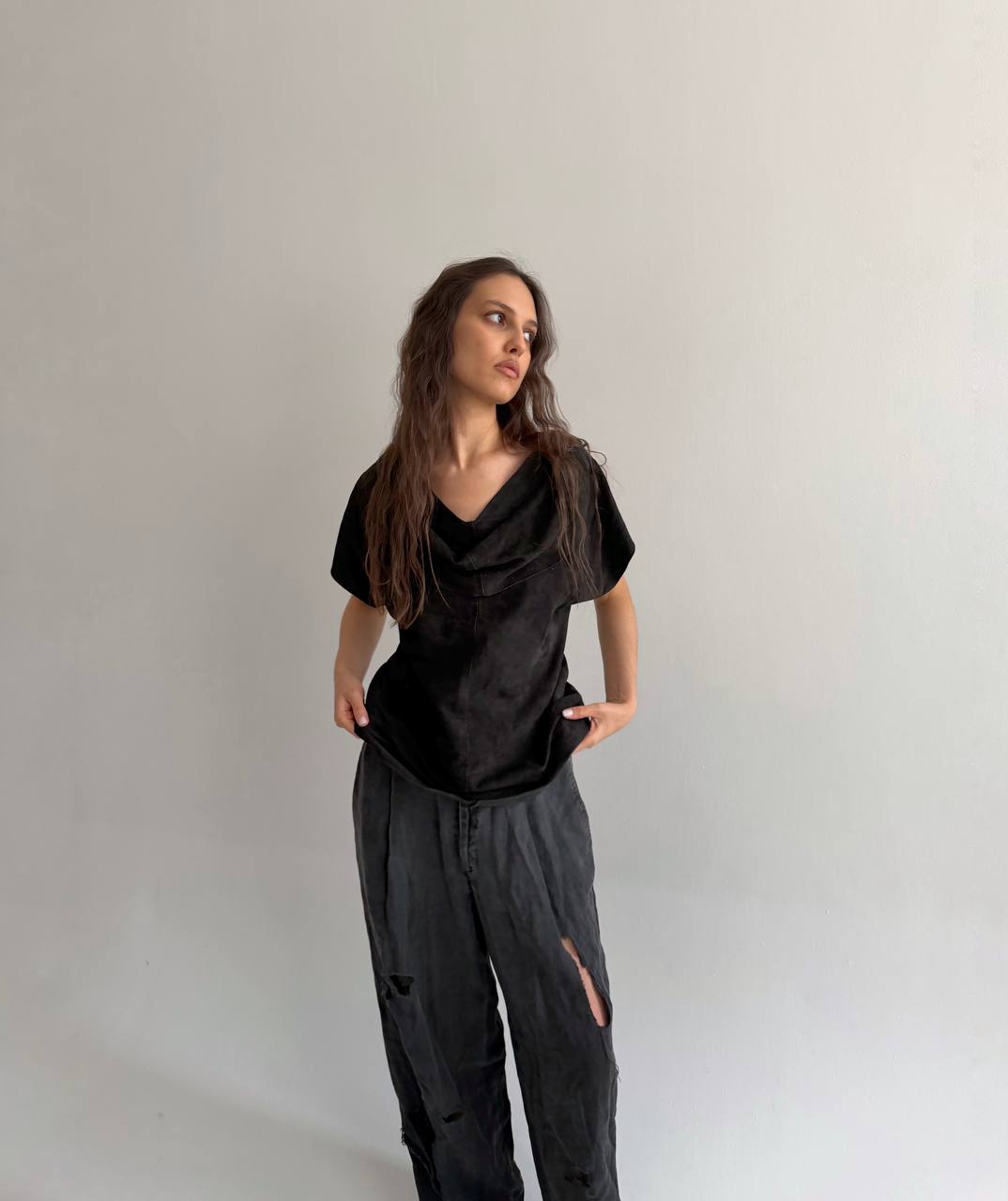 Vintage genuine leather blouse