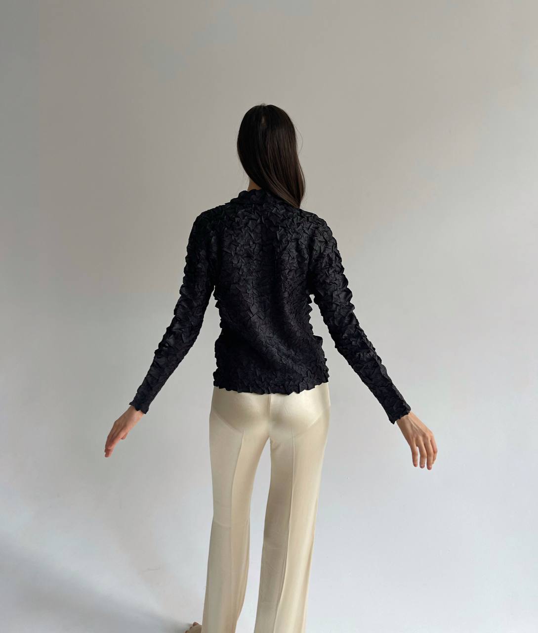 Vintage crinkle black shirt