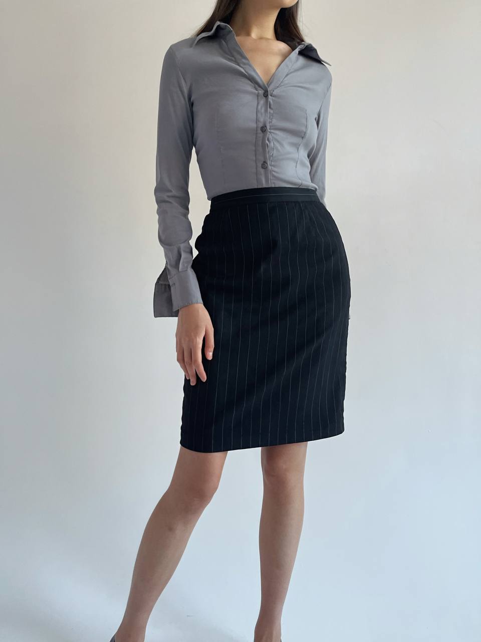 Vintage striped wool blend mini skirt