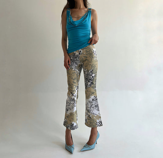 Vintage printed flared jeans