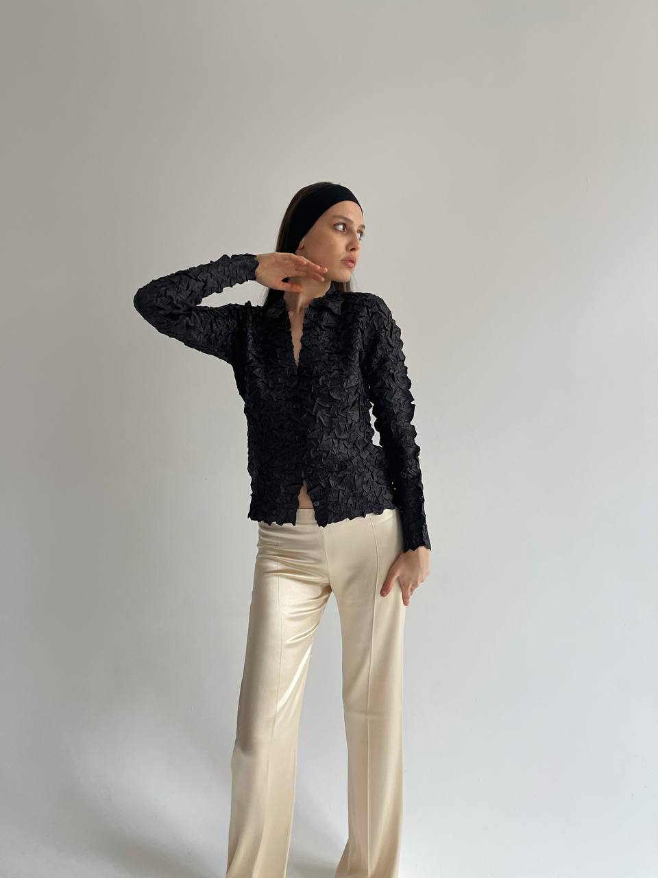 Vintage crinkle black shirt