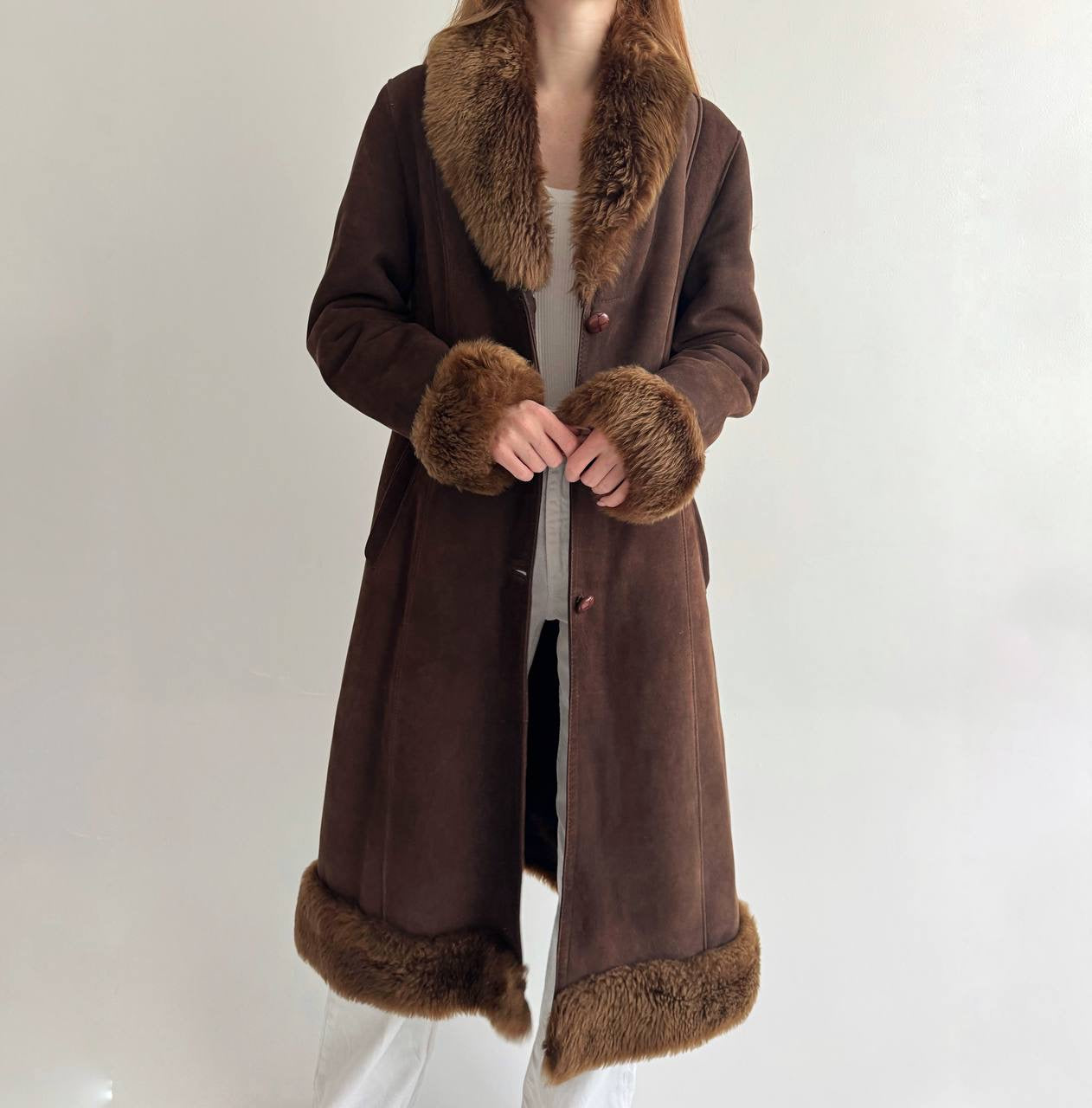 Vintage genuine leather sheepskin coat