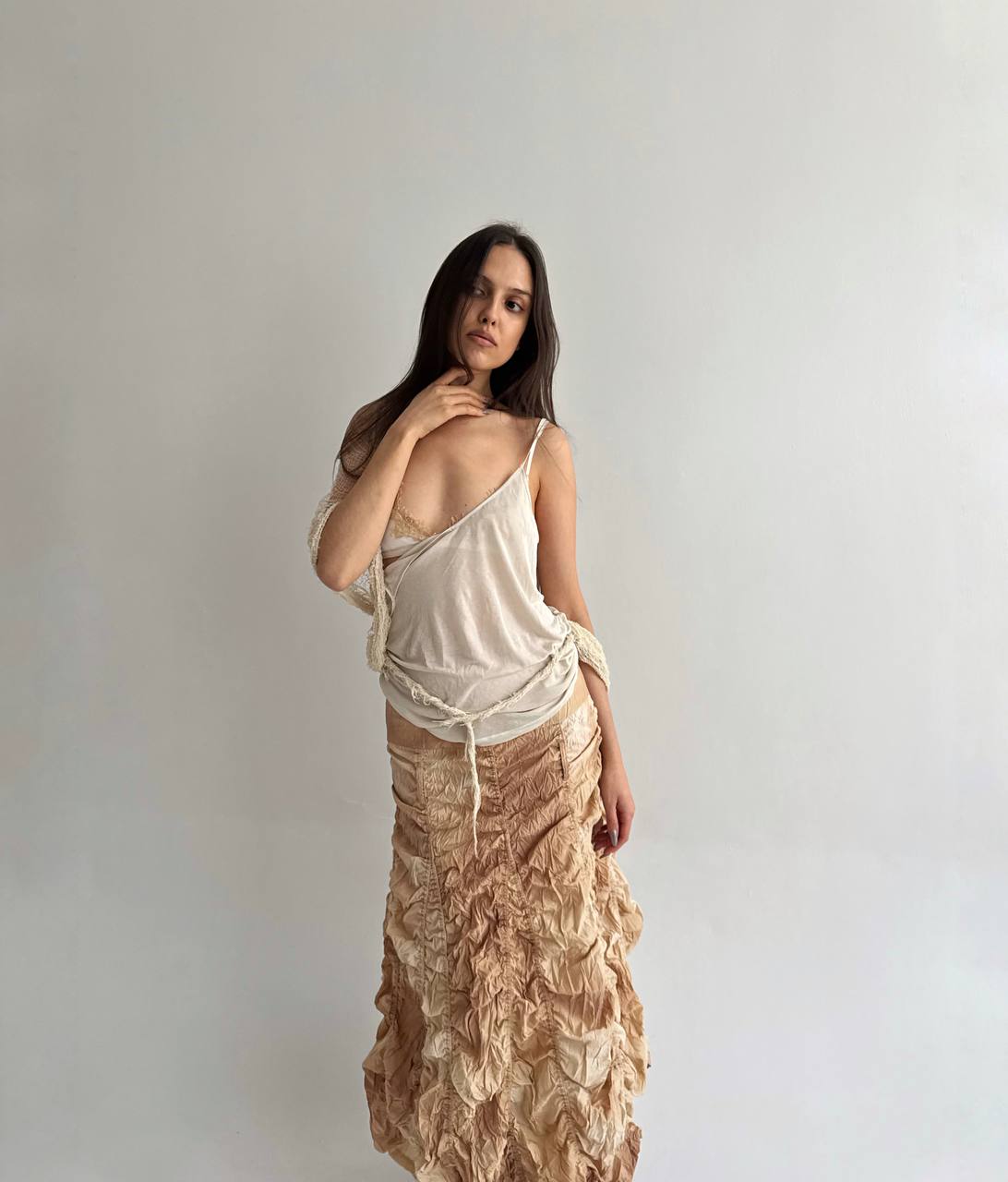 Vintage ruched washed skirt