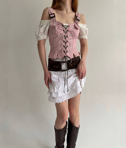 Vintage Bavarian cottagecore cotton blouse