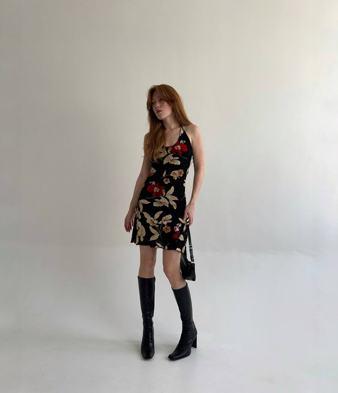Vintage mini dress with flower pattern