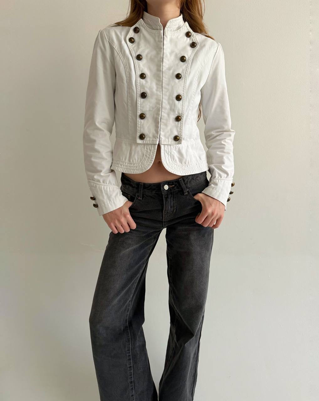 Y2K white cotton napoleon jacket