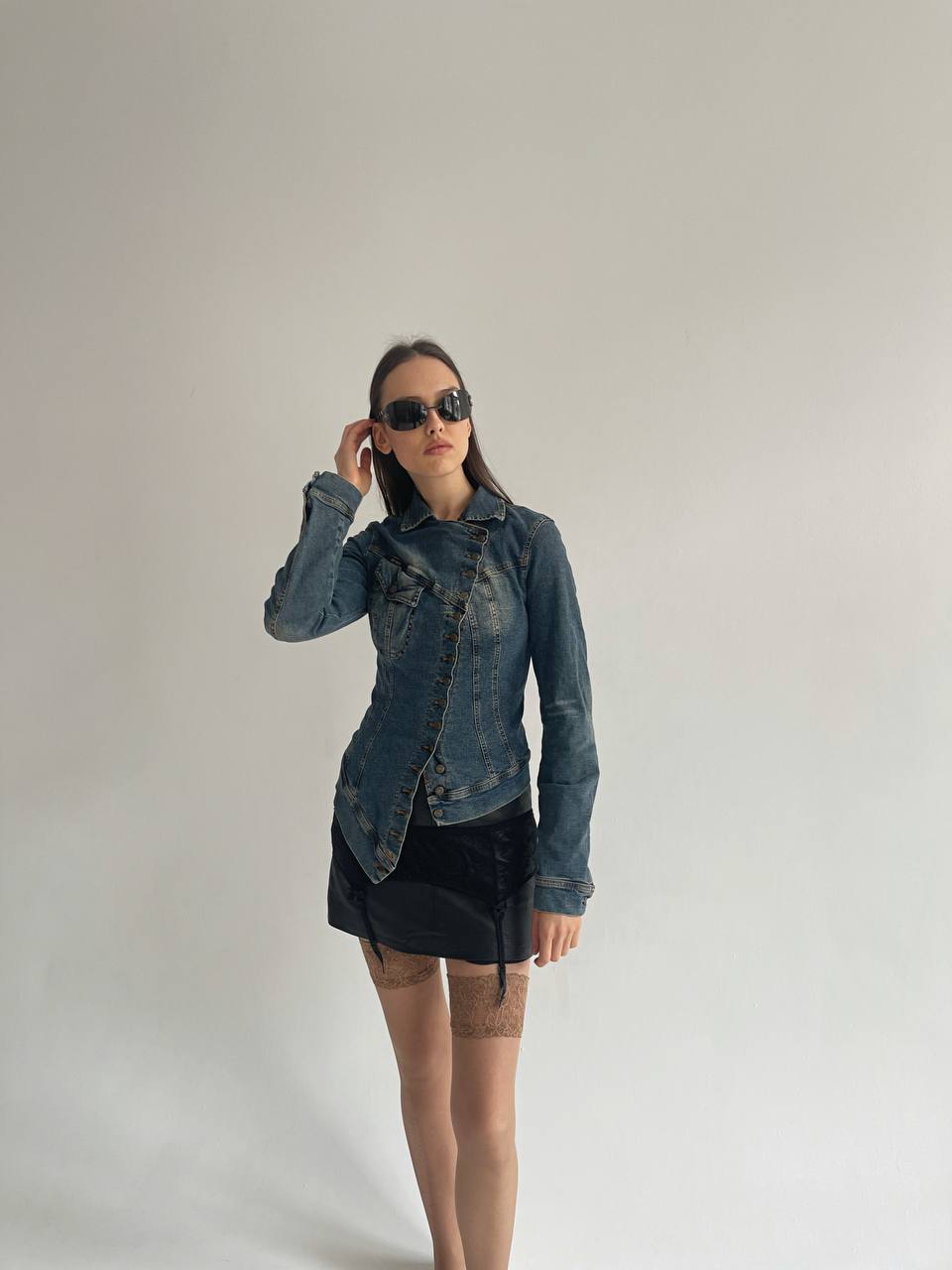 Vintage 90’s Plein Sud avant garde asymmetrical denim jacket