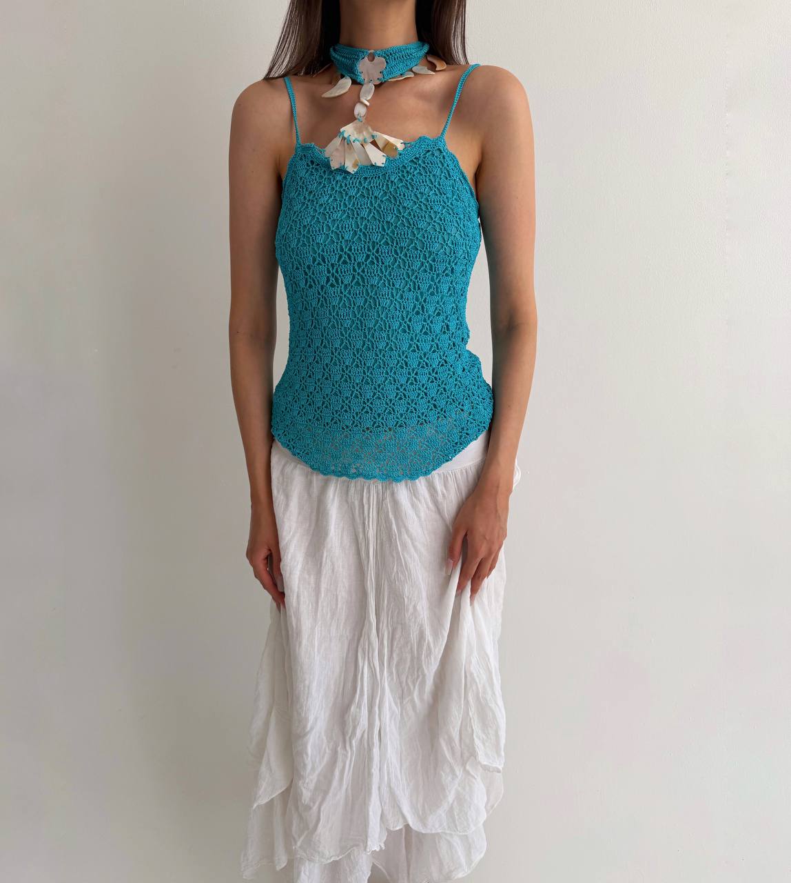 Vintage turquoise shell top