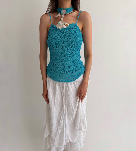 Vintage turquoise shell top