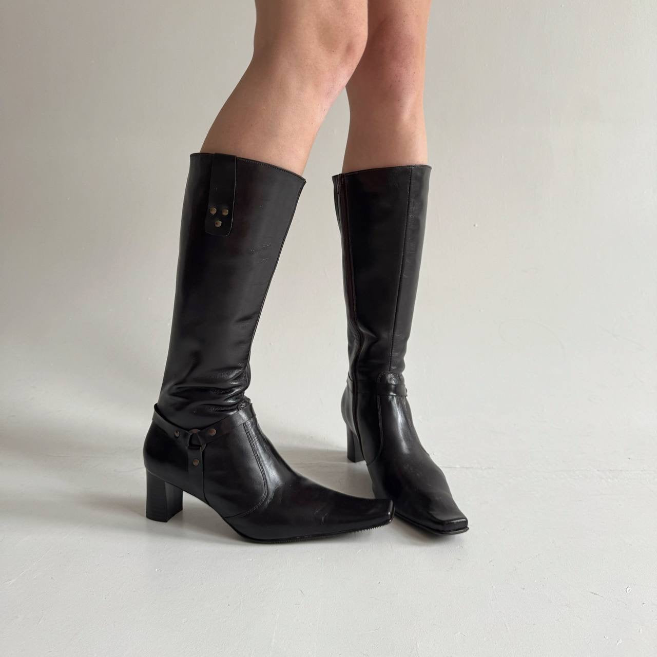 Vintage faux leather knee high boots