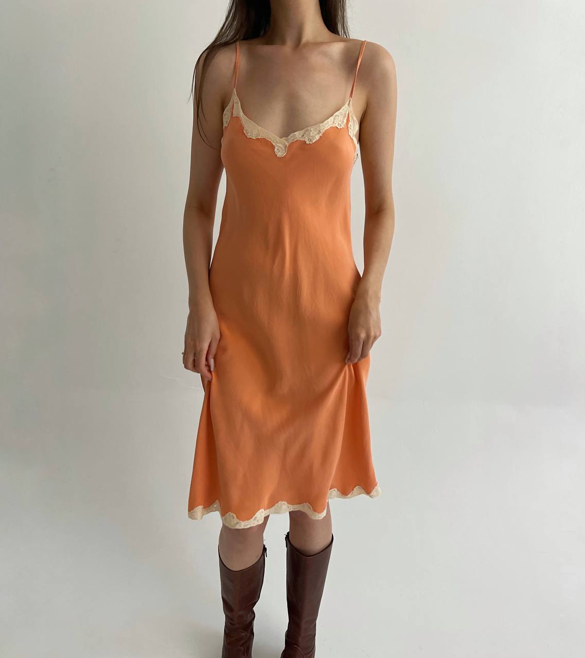 Vintage french pure silk slip dress