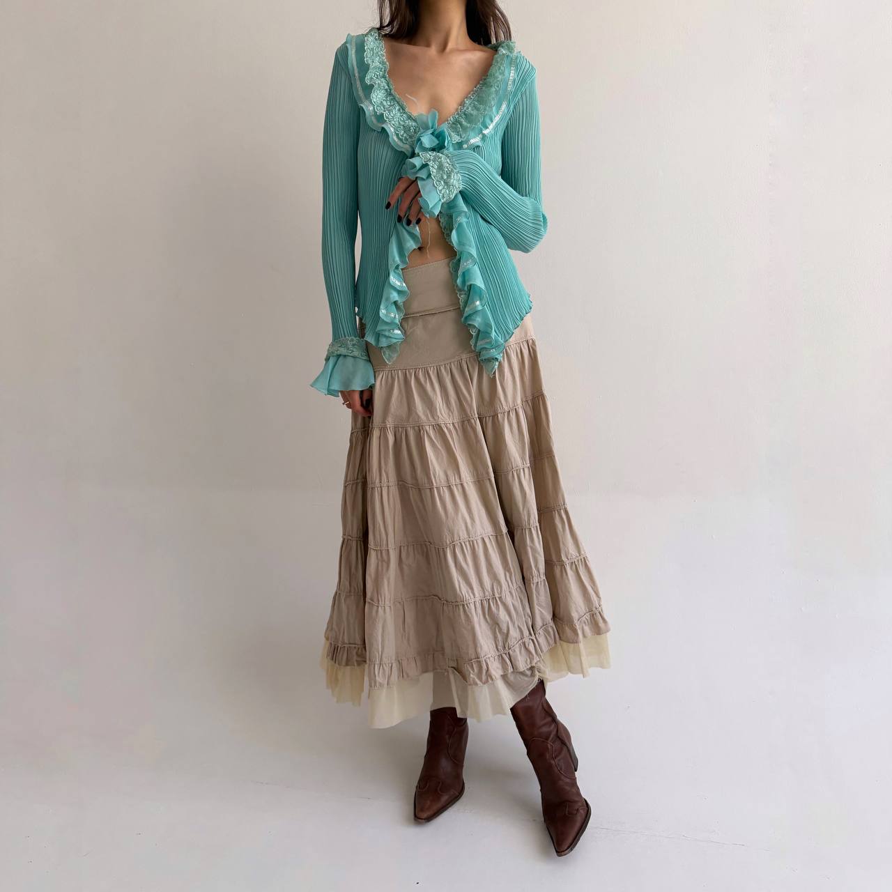 Vintage cotton ruched skirt