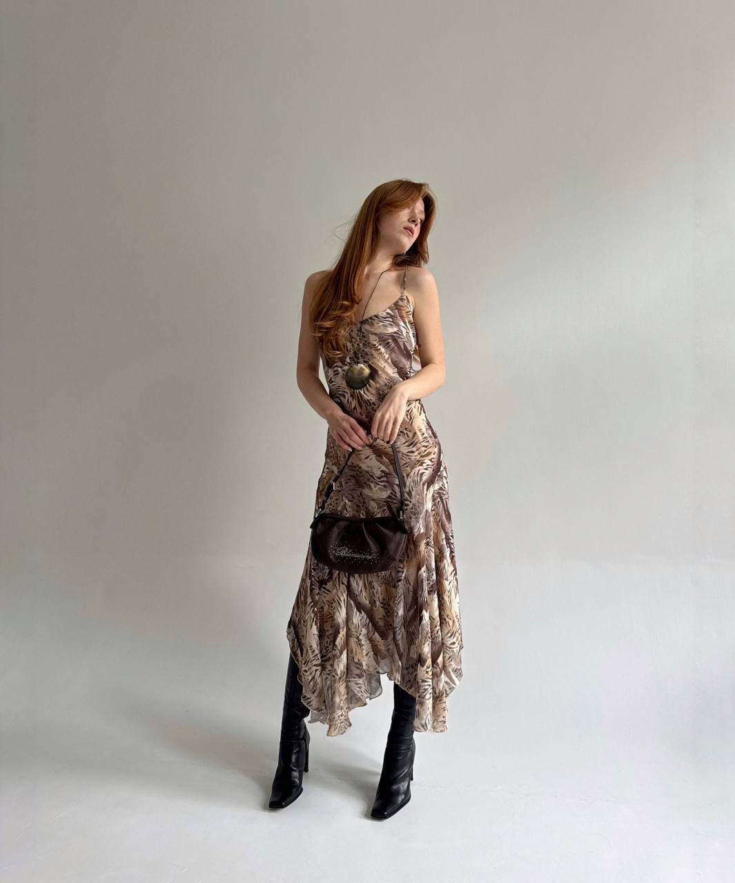 Y2K viscose asymmetrical maxi dress