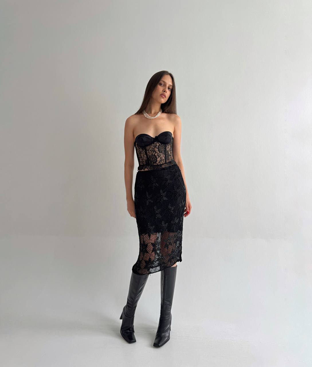 Vintage Alberta Ferretti rayon crochet beaded skirt