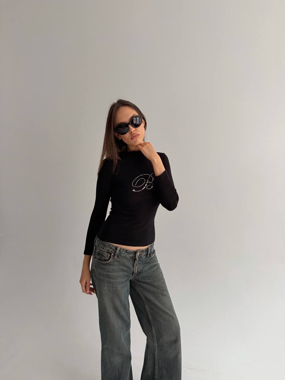 Vintage Blumarine blouse with rhinestone logo