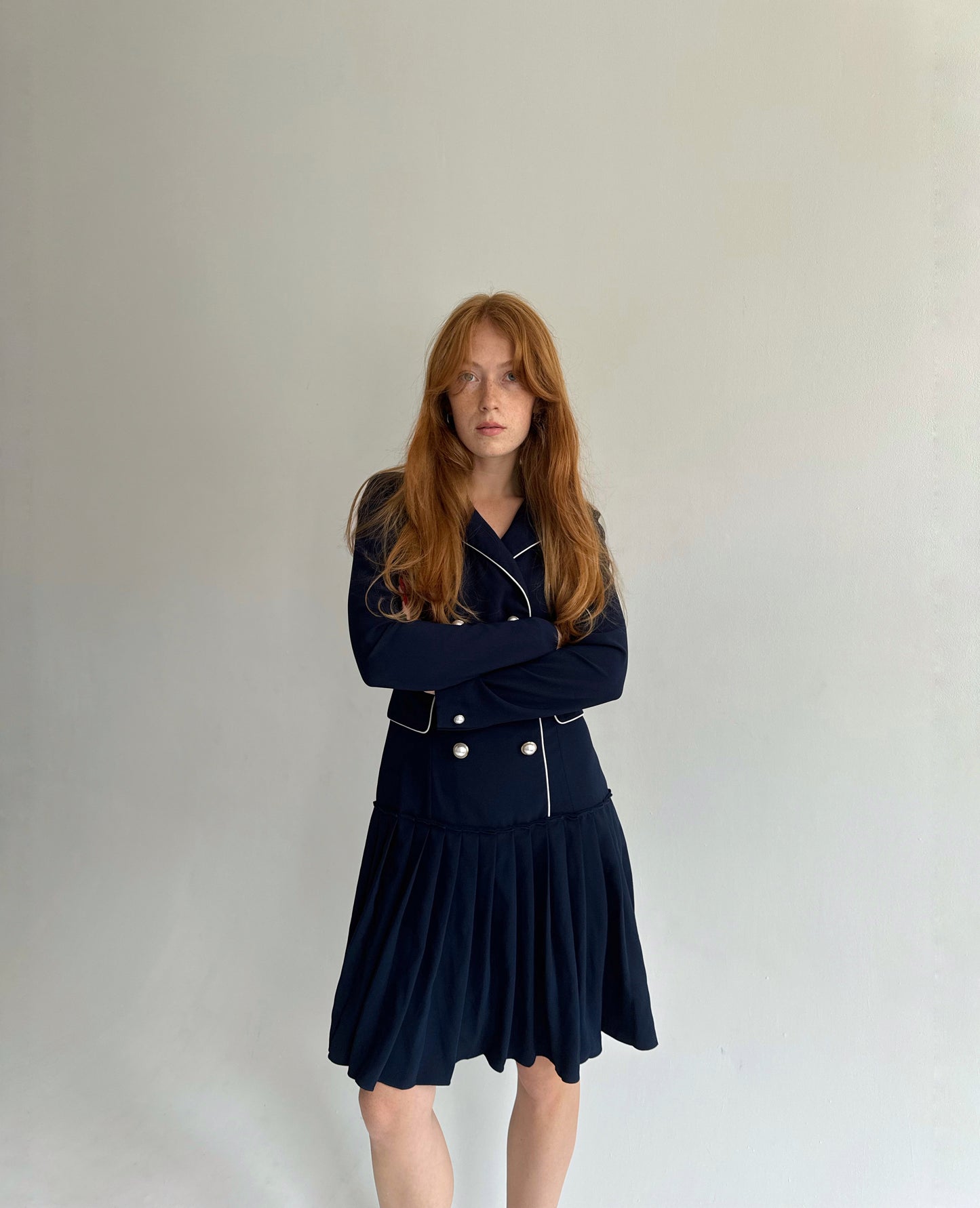 Vintage navy blue Japanese vibe dress