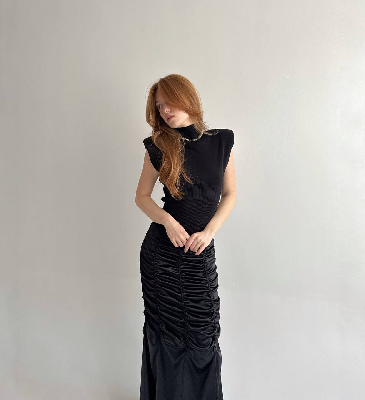 Vintage viscose blouse with shoulder pads