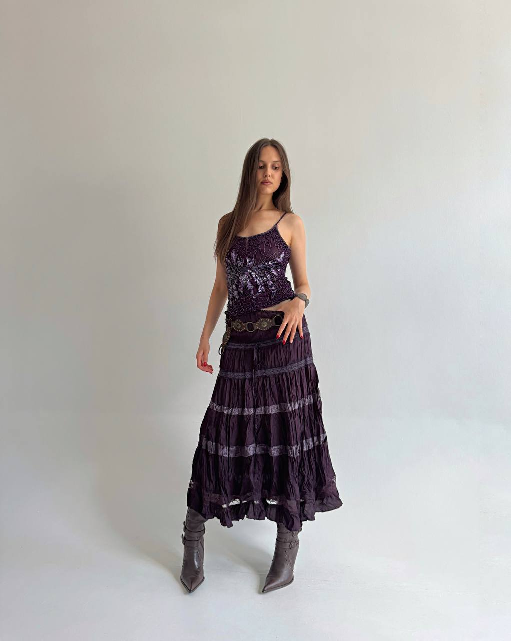 Vintage purple whimsigoth ruched skirt