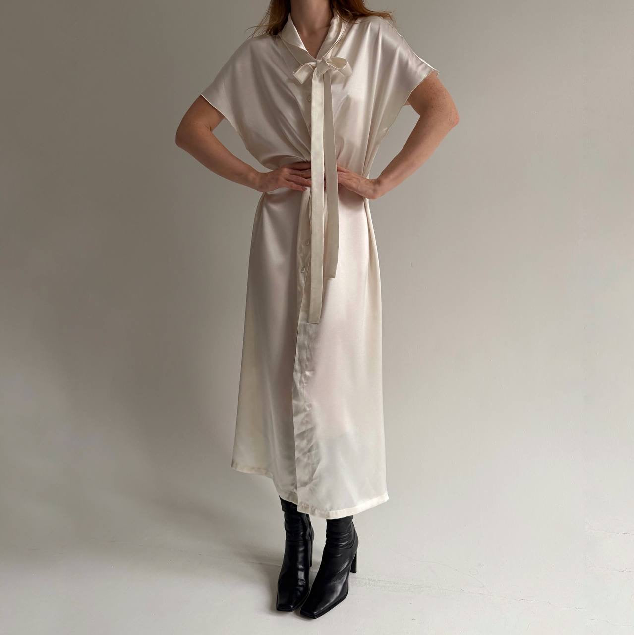 Vintage milky satin midi dress