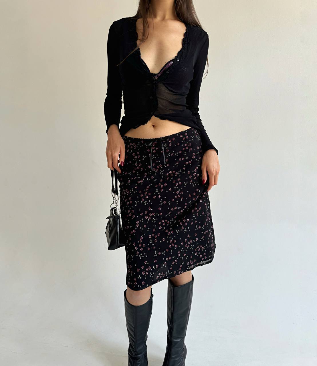 Vintage viscose dainty flower print skirt