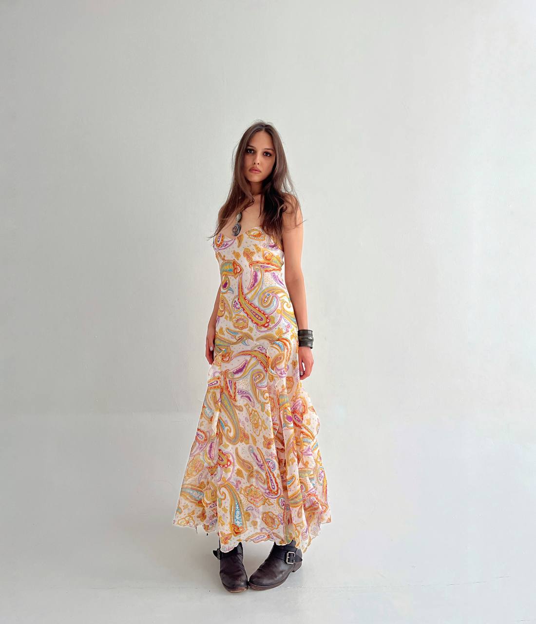 Vintage long ruffled dress