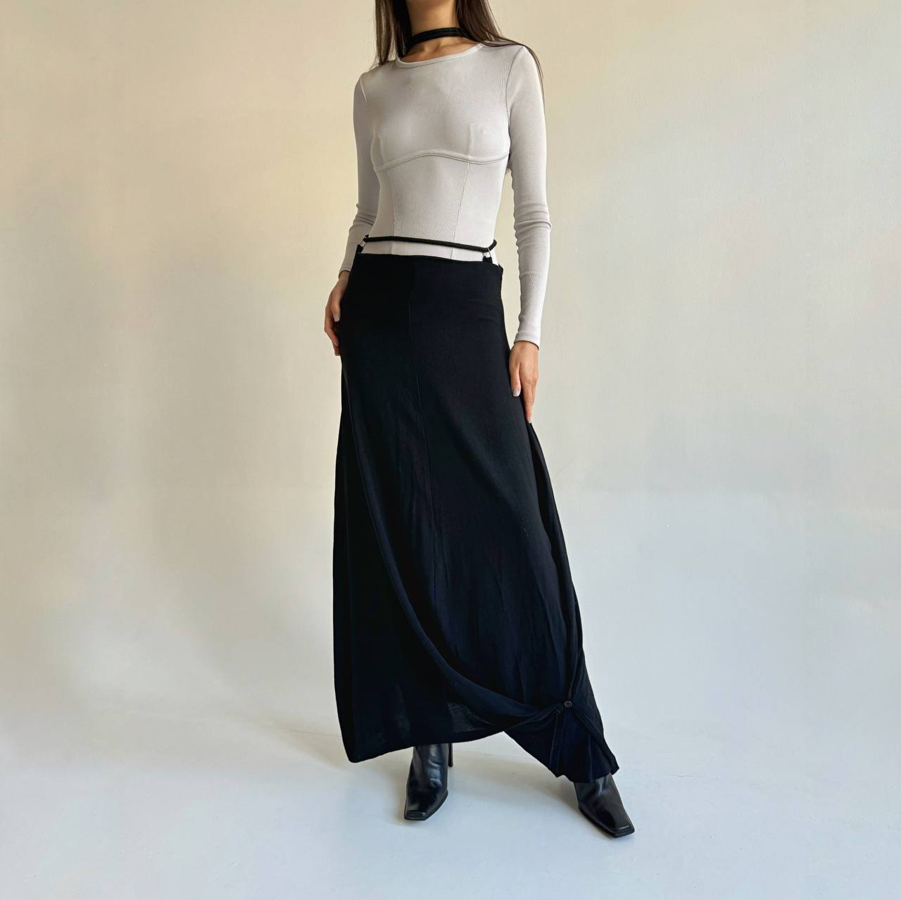 Sarah Pacini viscose and wool maxi avant garde skirt