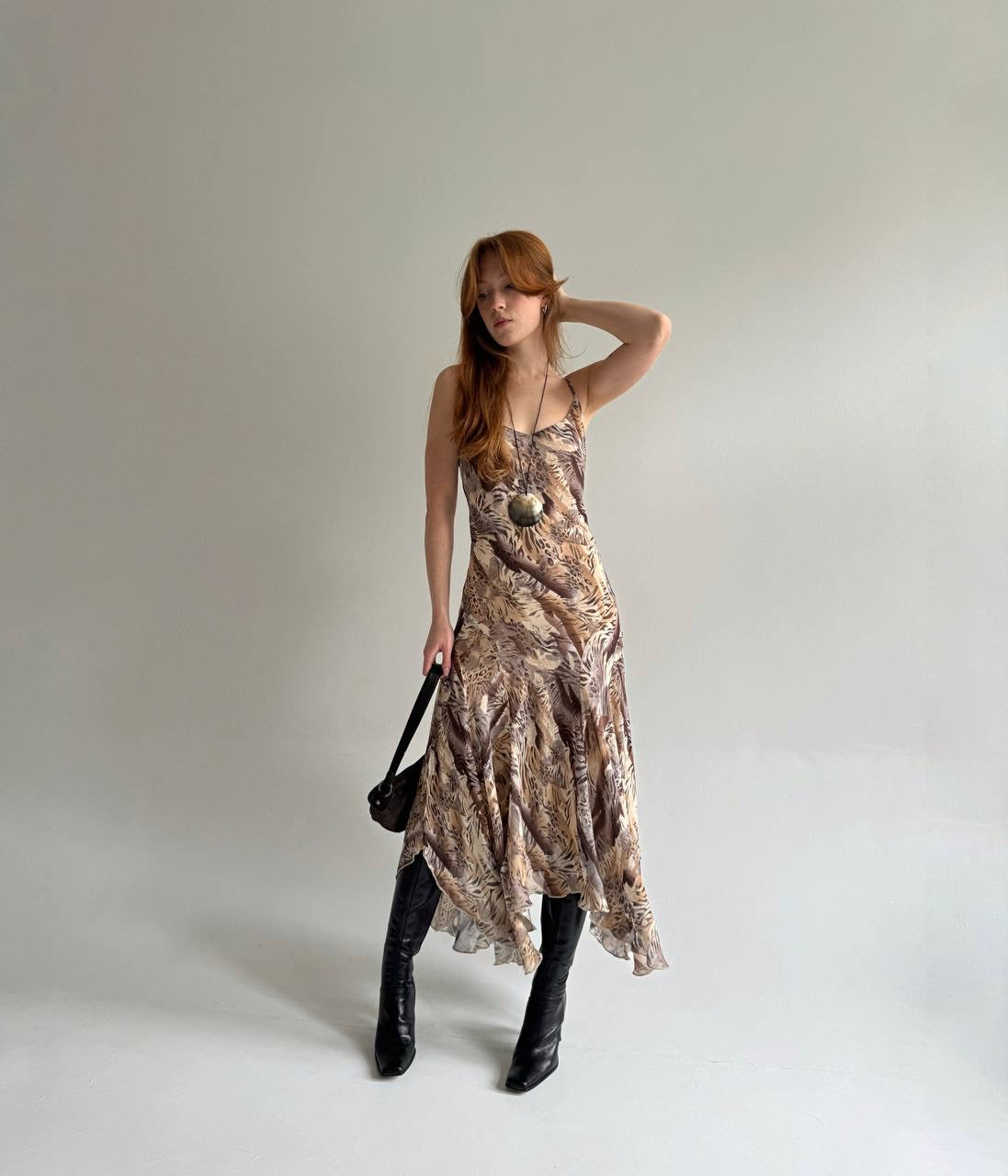 Y2K viscose asymmetrical maxi dress