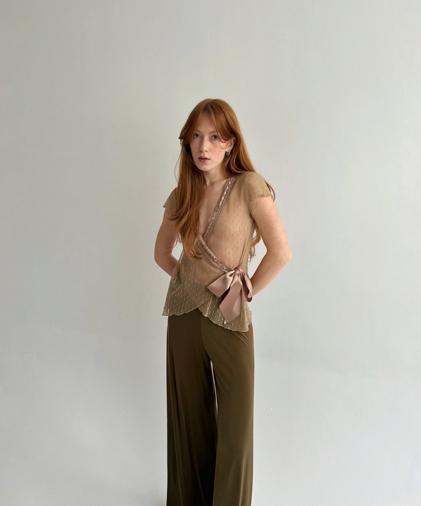 Vintage mesh wrap blouse