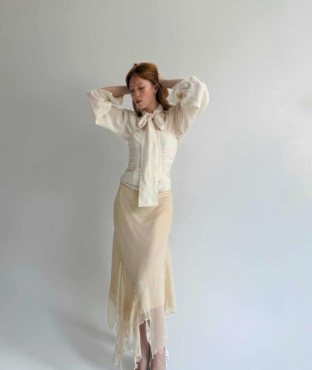 Vintage asymmetrical 100% pure silk skirt