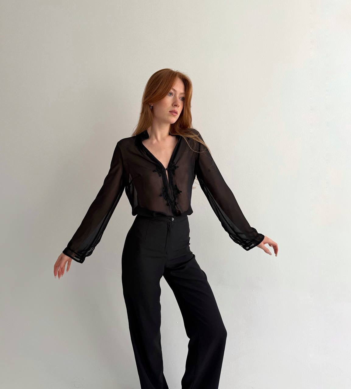 Vintage semi black blouse