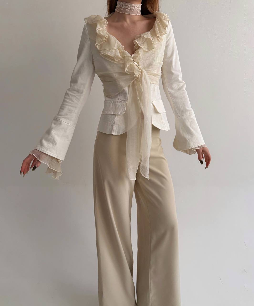 Y2K 97% cotton cream blazer