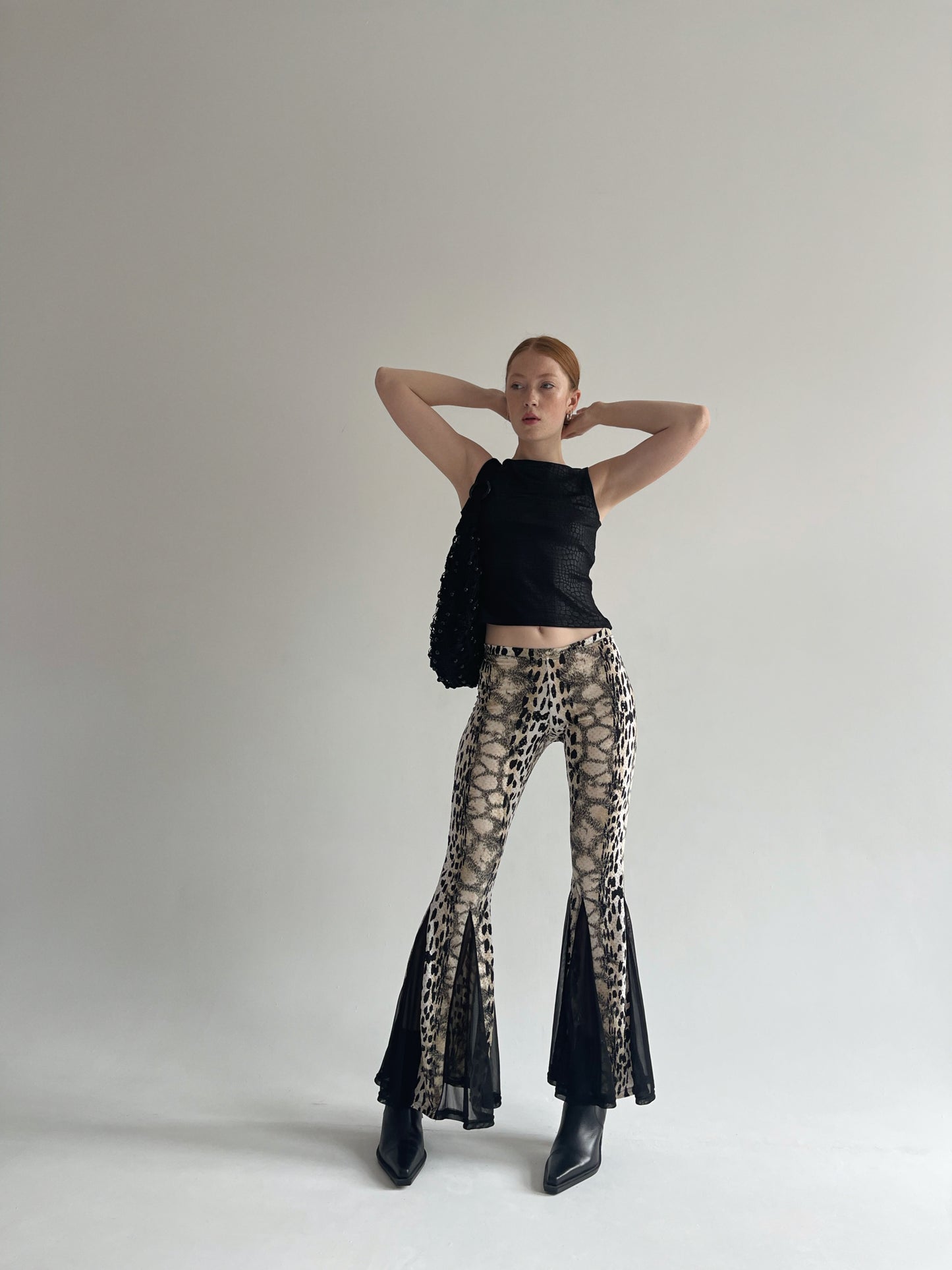 Vintage made in France printed flared pants