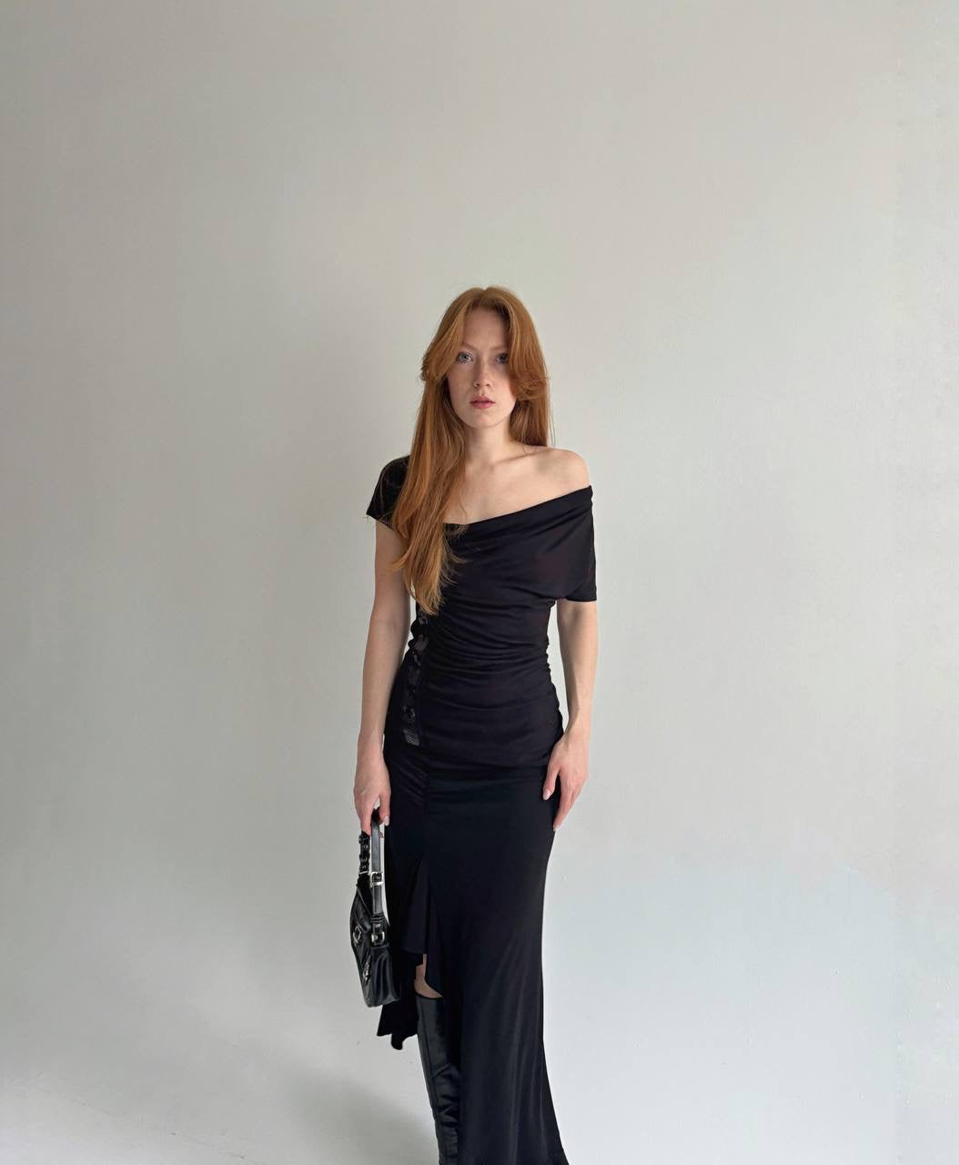 Y2K viscose asymmetrical elastic blouse