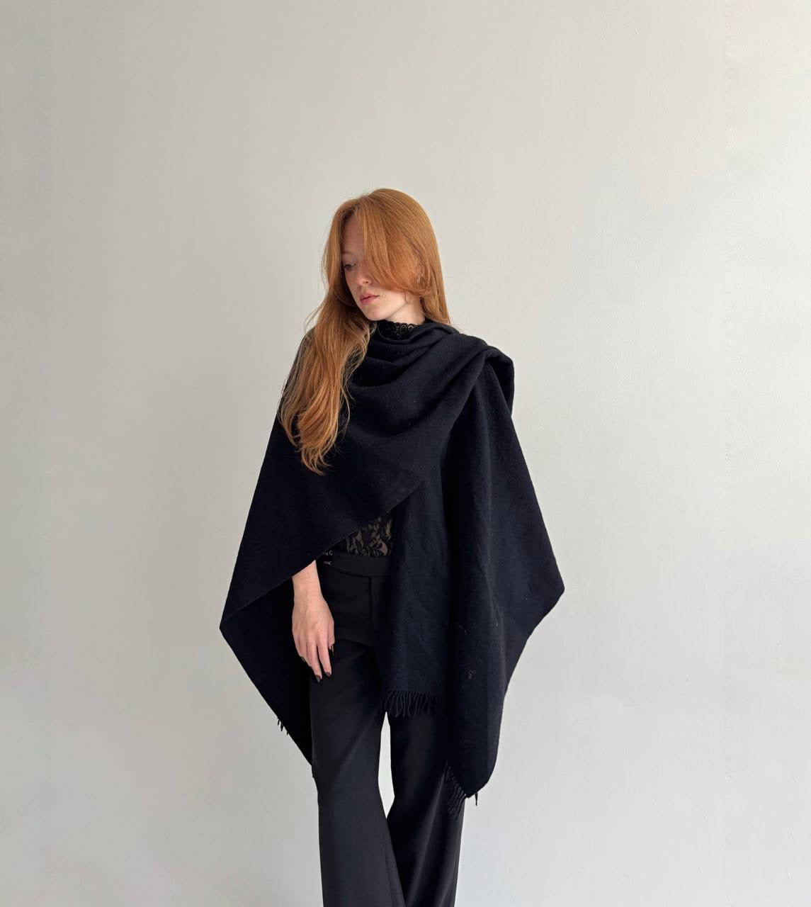 Vintage black coat poncho