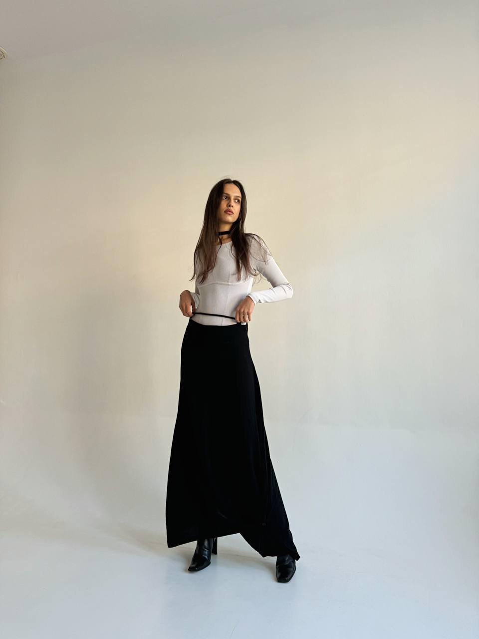 Sarah Pacini viscose and wool maxi avant garde skirt