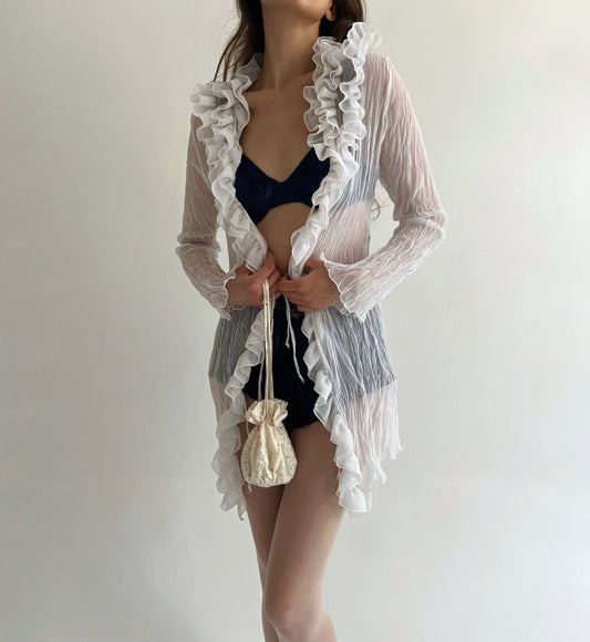 Vintage fairycore pleated ruffled blouse