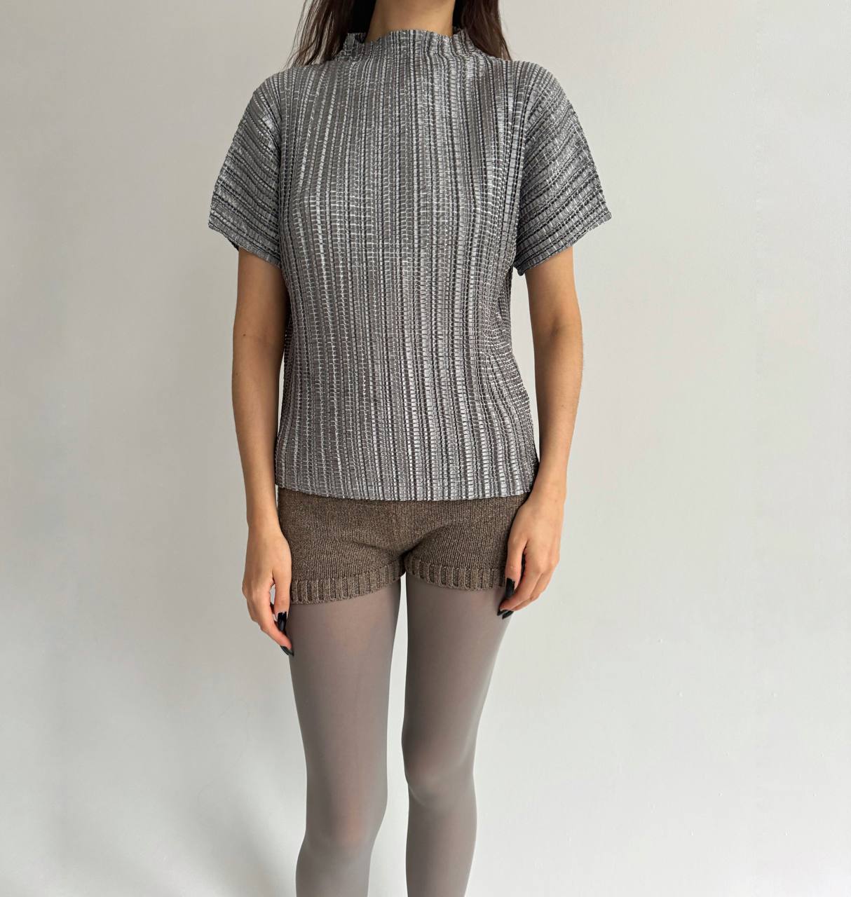 Vintage chrome pleated top