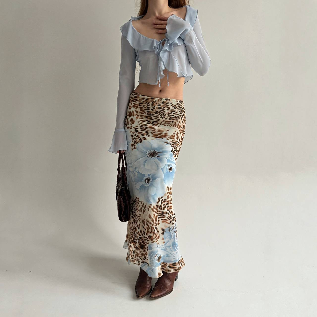 Vintage maxi skirt with flowers print