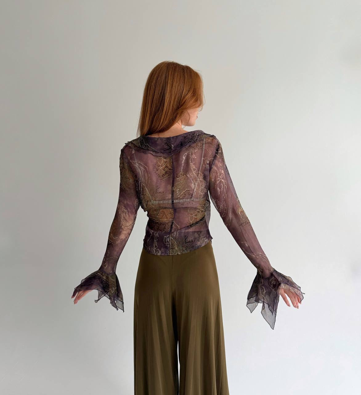 Vintage 100% pure silk blouse with ruffles