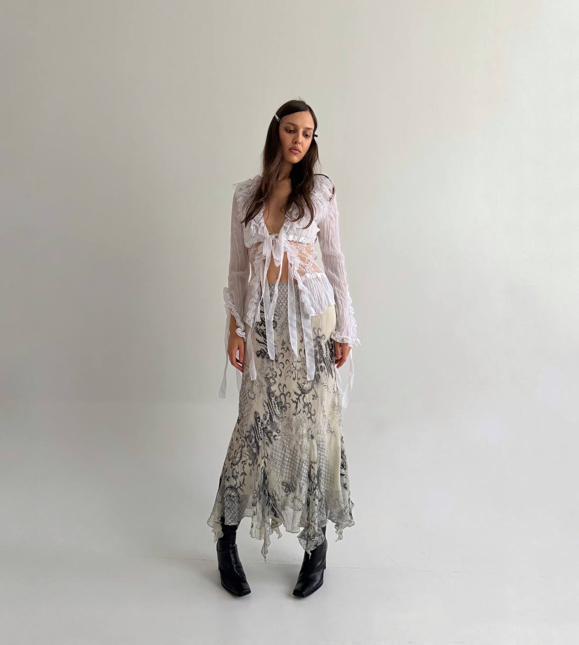 Vintage pure silk printed skirt